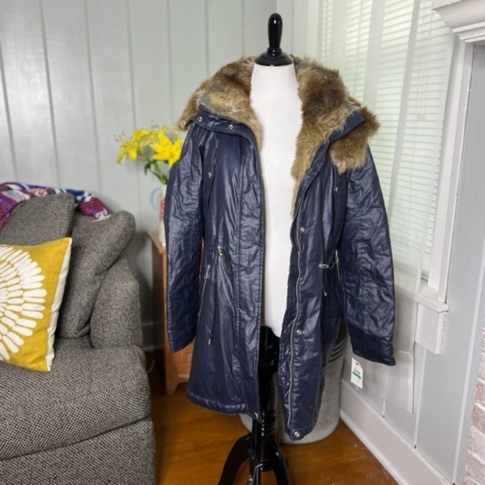 Marc New York Andrew Marc Lauren coated cotton anorak denim quilted coat